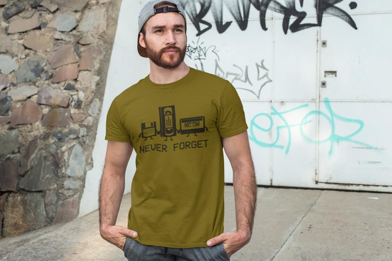 Sweet Gisele Never Forget Funny T Shirt for Men â€“ Retro Mens Shirt Vintage Audio Cassette Graphic Tee â€“ Cool Shirts for Men Green Heather Medium - Image 2